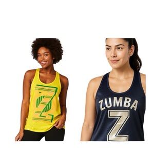 Zumba Athletic Tank Top Bundle Blue and Yellow Racerback NWT Sz. XS